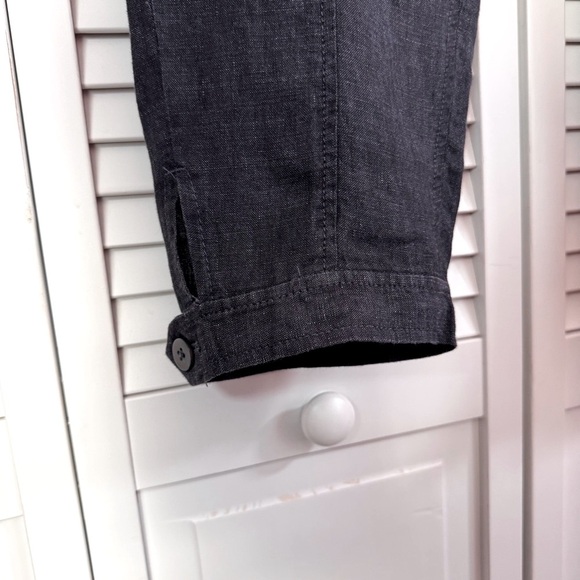 Eileen Fisher Organic Linen Button Cuffs Pants Charcoal/Navy Size Large - Picture 6 of 8